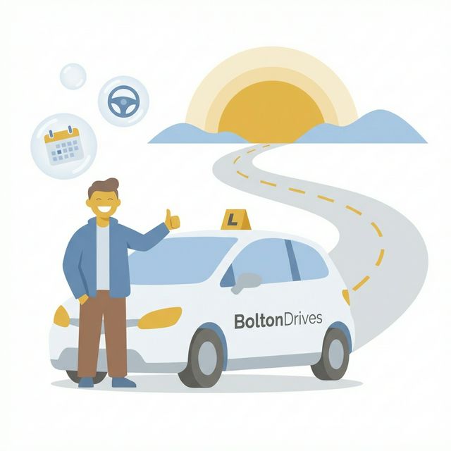 Illustration of a learner driver ready to start their journey